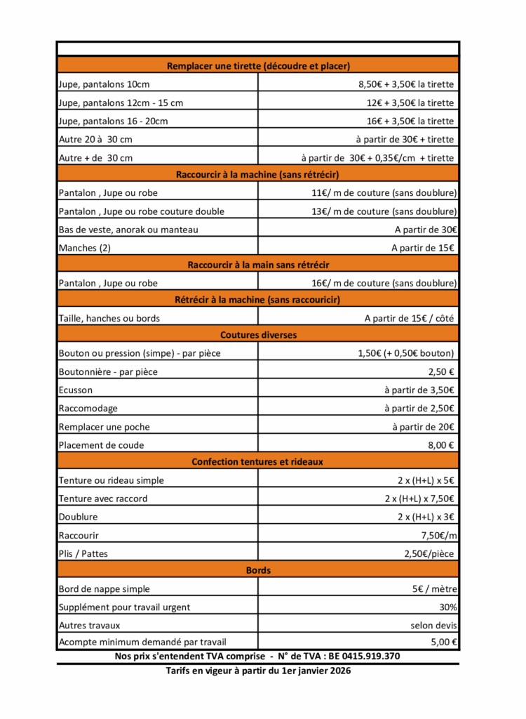 Tarif couture 2026 en png